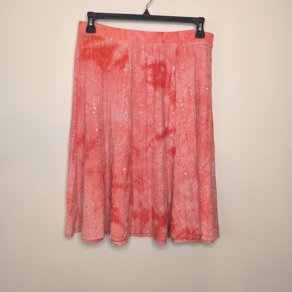 Sami & Jo Pink Sequin Pleated Midi Skirt